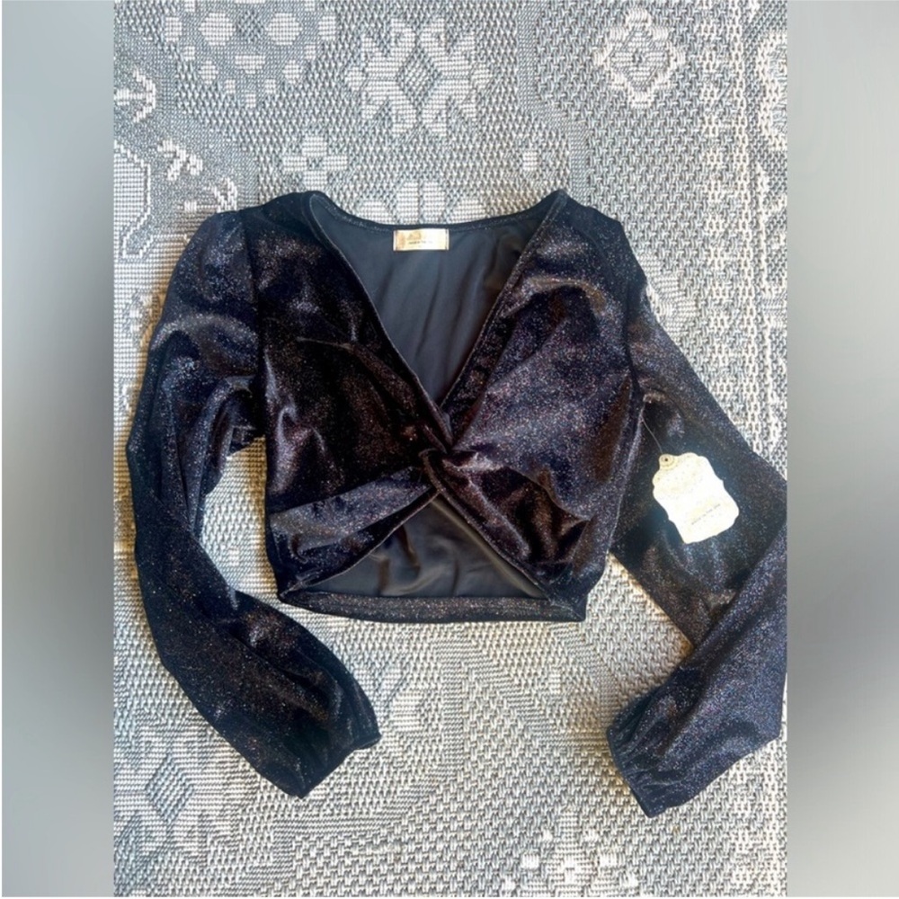 Altar'd State Black Shimmer Crop Top